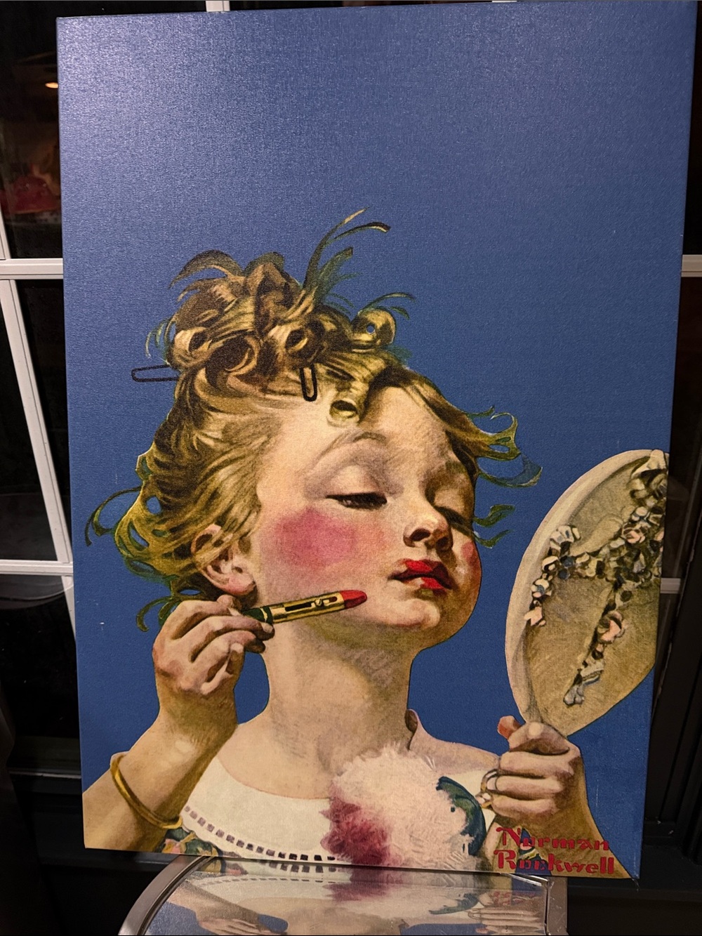 Norman Rockwell Canvas -Little Girl with Lipstick